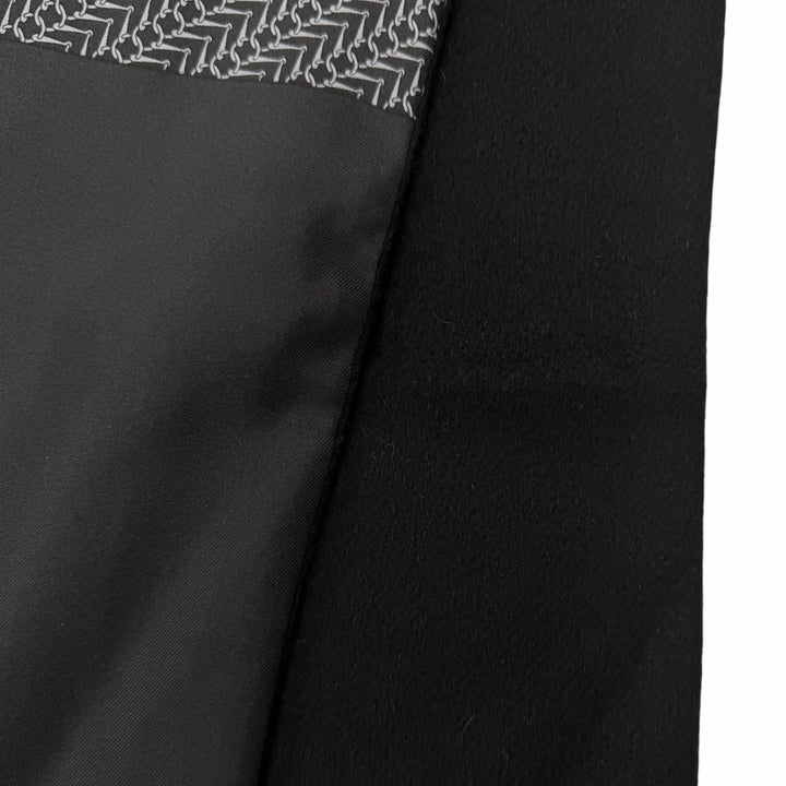 Great HERMES Scarf Metal all-over print fringe shawl black silk mens