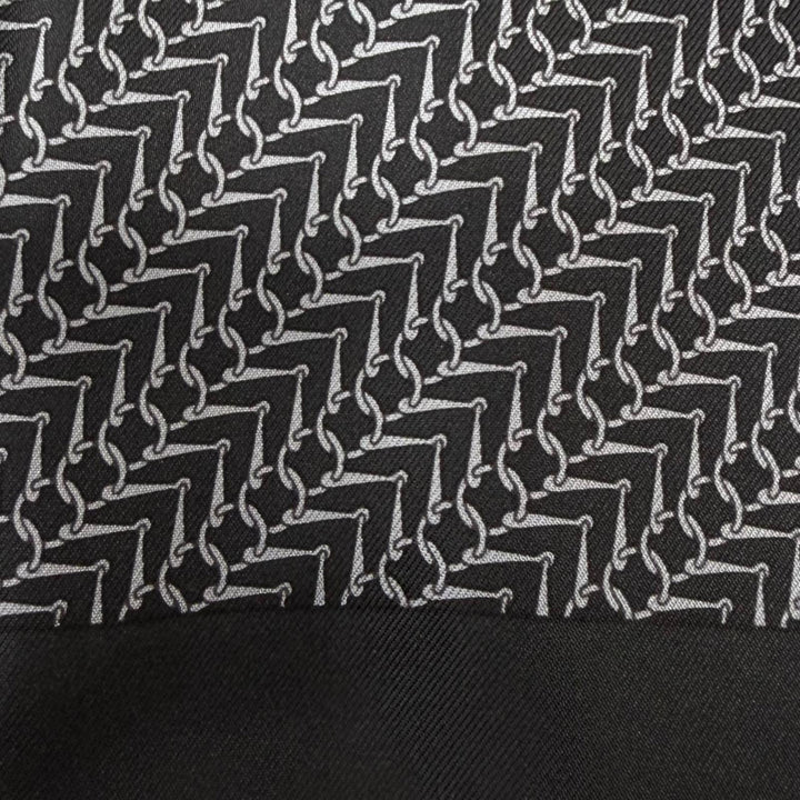 Great HERMES Scarf Metal all-over print fringe shawl black silk mens