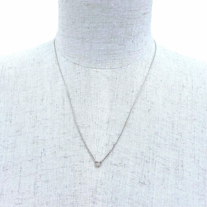 Great TIFFANY&Co. Necklace Diamond by the Yard Single Diamond Pendant Silver 925