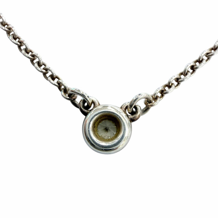 Great TIFFANY&Co. Necklace Diamond by the Yard Single Diamond Pendant Silver 925