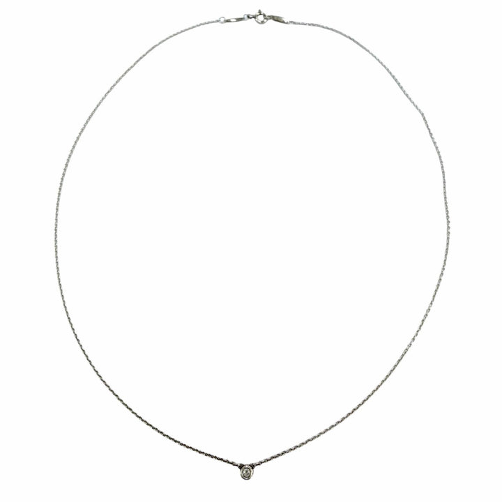 Great TIFFANY&Co. Necklace Diamond by the Yard Single Diamond Pendant Silver 925