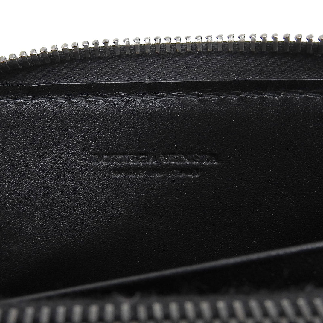 Great BOTTEGAVENETA Purse INTRECCIATO Round Zip Long Wallet Navy leather mens