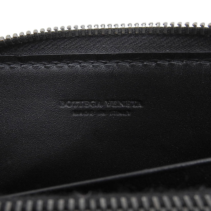 Great BOTTEGAVENETA Purse INTRECCIATO Round Zip Long Wallet Navy leather mens