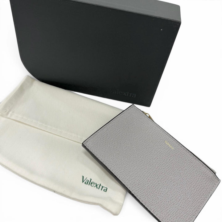 Pristine Valextra Coin case Fragment case Card Case gray Cowhide mens MP9780