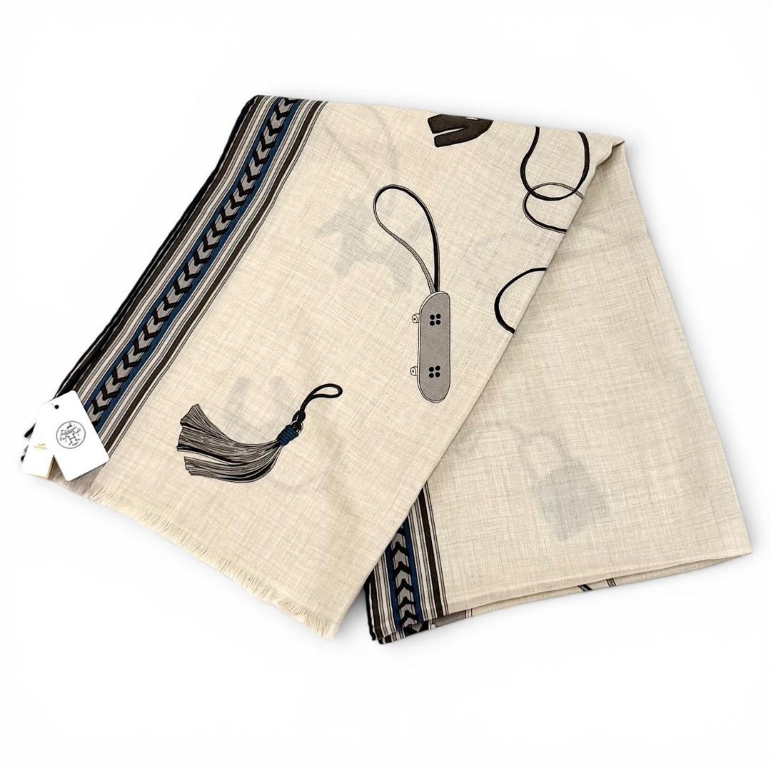 Pristine HERMES Stall Rectangle BRIDES ET GRIS GRIS beige cashmere Women