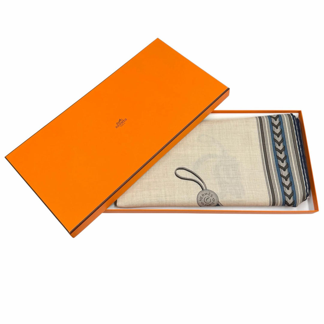 Pristine HERMES Stall Rectangle BRIDES ET GRIS GRIS beige cashmere Women