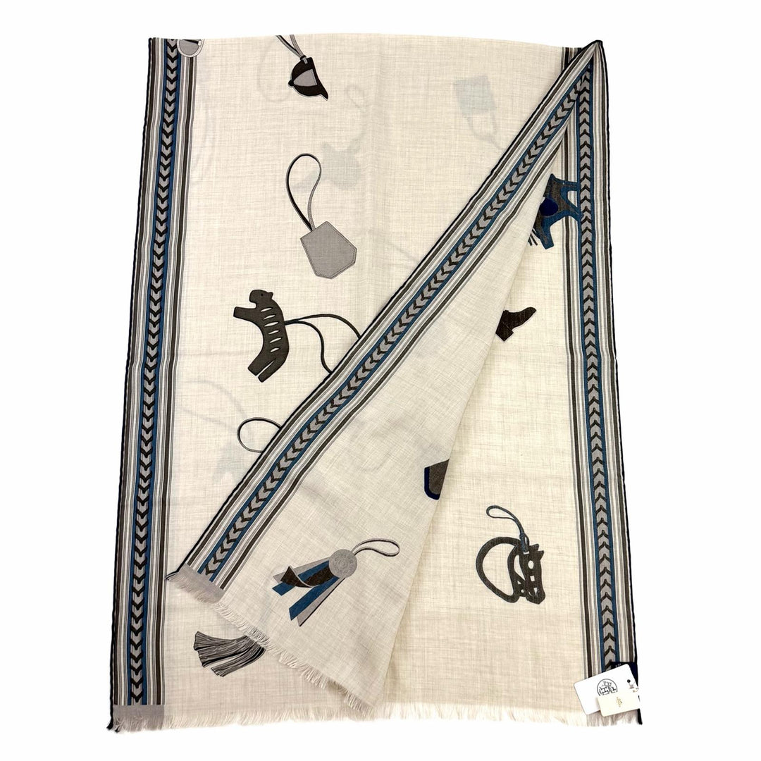 Pristine HERMES Stall Rectangle BRIDES ET GRIS GRIS beige cashmere Women