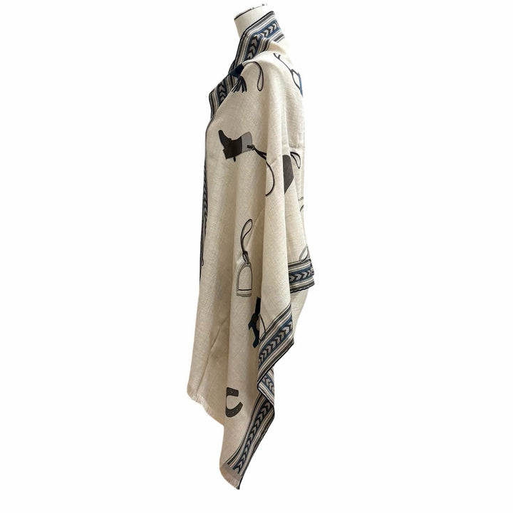 Pristine HERMES Stall Rectangle BRIDES ET GRIS GRIS beige cashmere Women