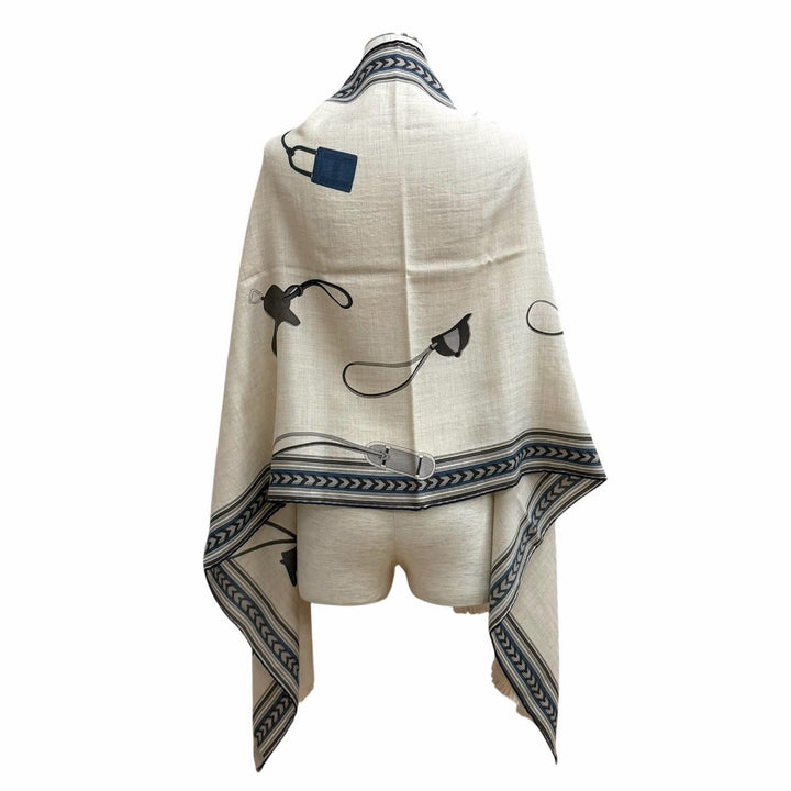 Pristine HERMES Stall Rectangle BRIDES ET GRIS GRIS beige cashmere Women