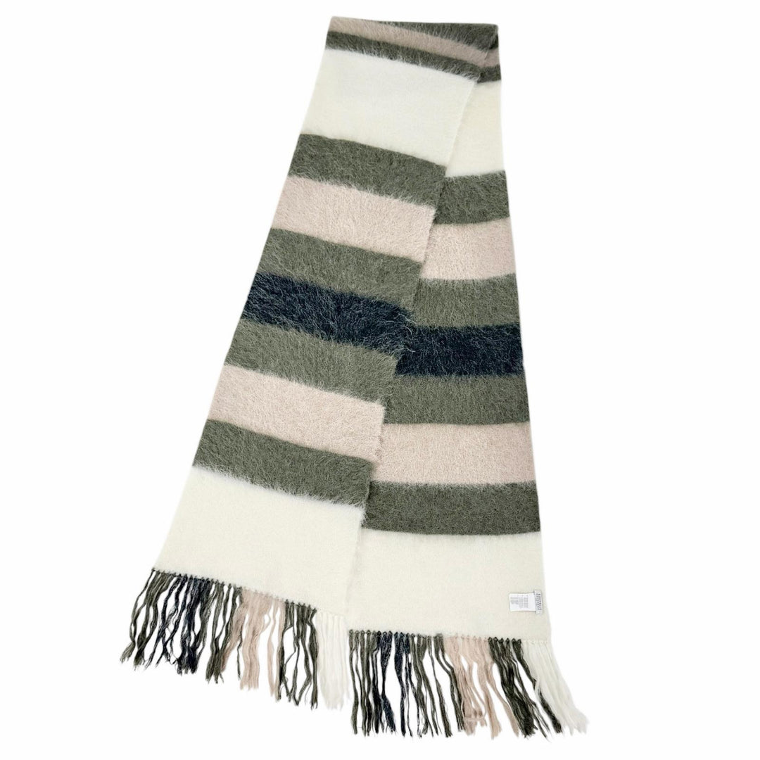 Great Brunello Cucinelli Scarf Multi-border pattern fringe long dress mohair