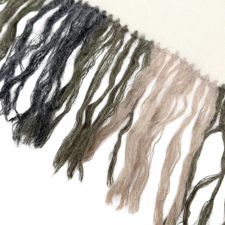 Great Brunello Cucinelli Scarf Multi-border pattern fringe long dress mohair