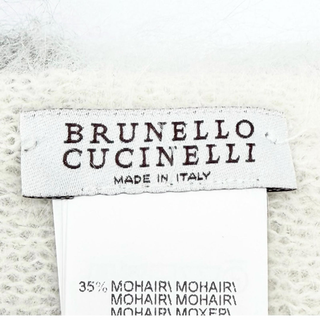 Great Brunello Cucinelli Scarf Multi-border pattern fringe long dress mohair