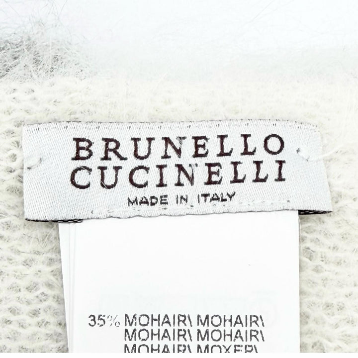 Great Brunello Cucinelli Scarf Multi-border pattern fringe long dress mohair