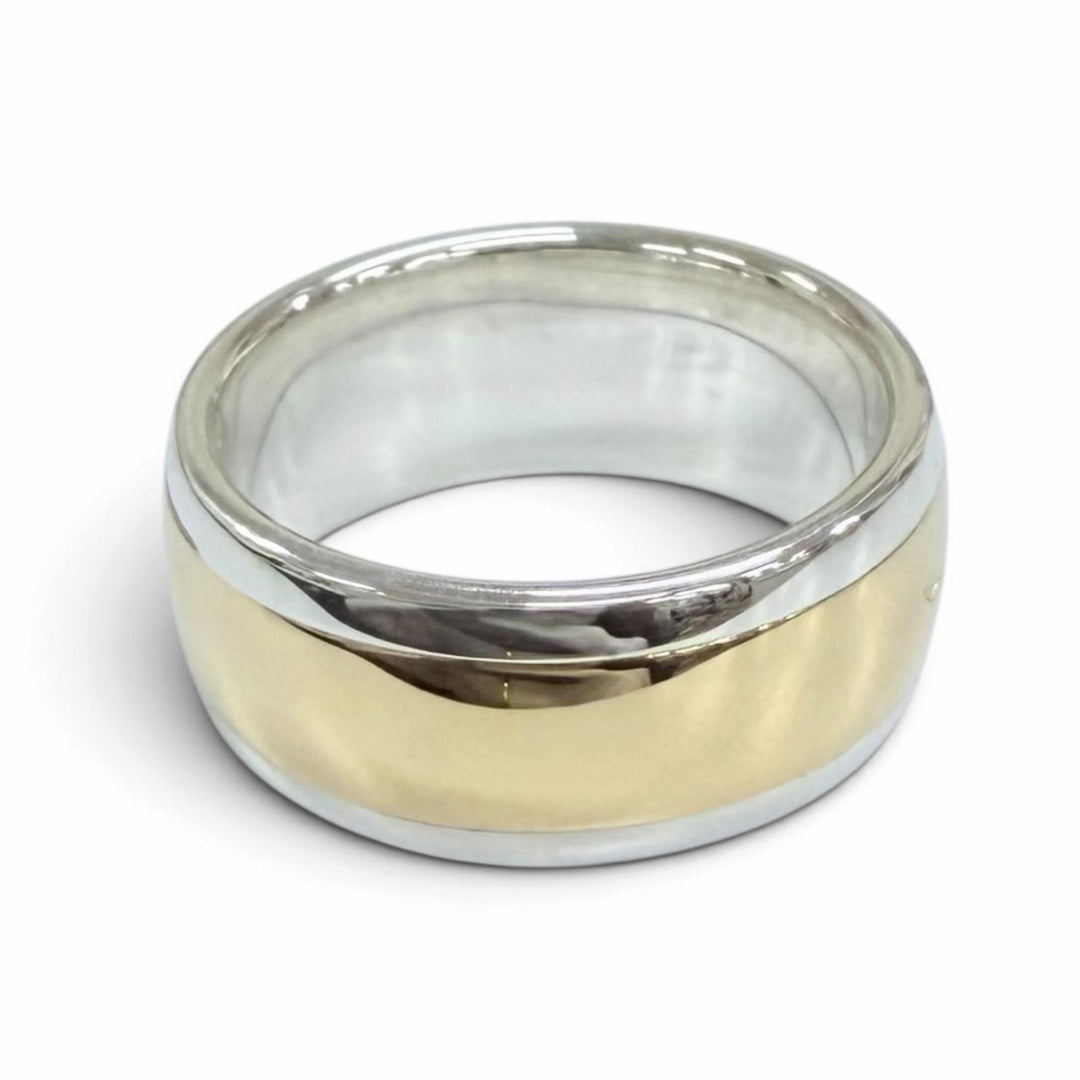 Excellent HERMES Ring ring H logo combination Yellow Gold AG925 Women 53