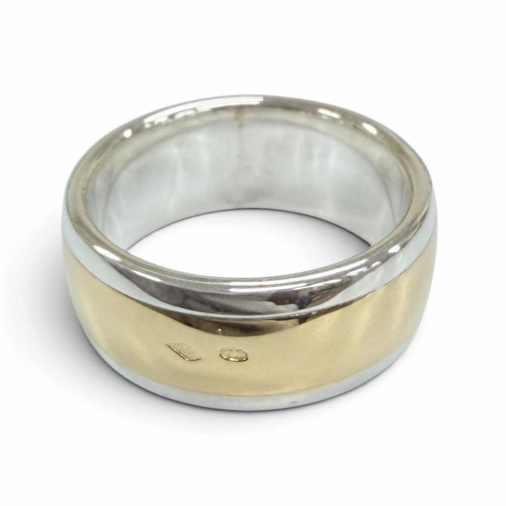 Excellent HERMES Ring ring H logo combination Yellow Gold AG925 Women 53