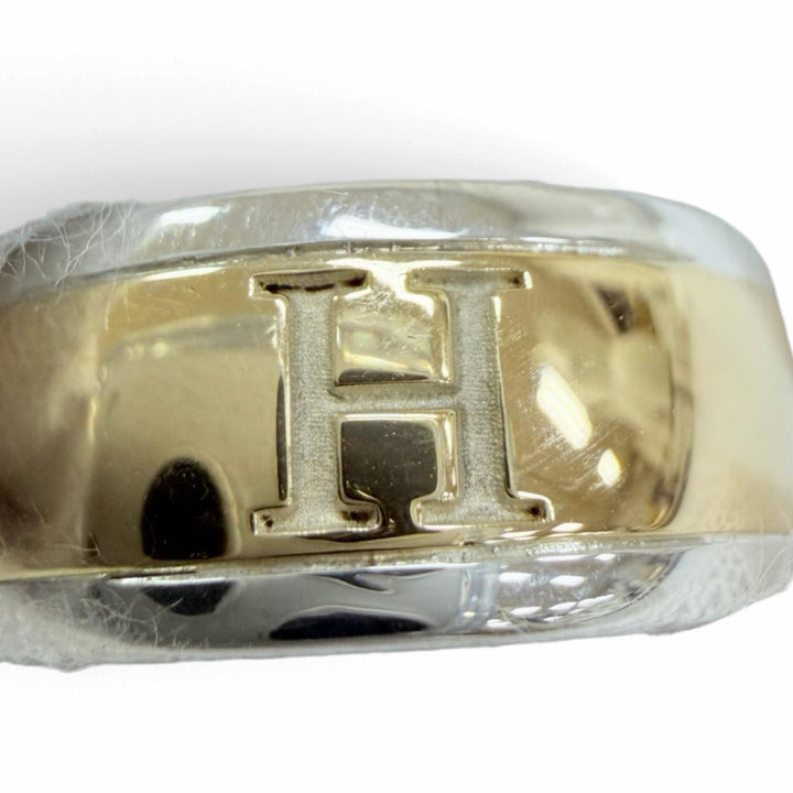Excellent HERMES Ring ring H logo combination Yellow Gold AG925 Women 53
