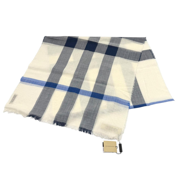 Pristine BURBERRY Stall Nova Check Pattern Fringe Navy wool Women 3865293