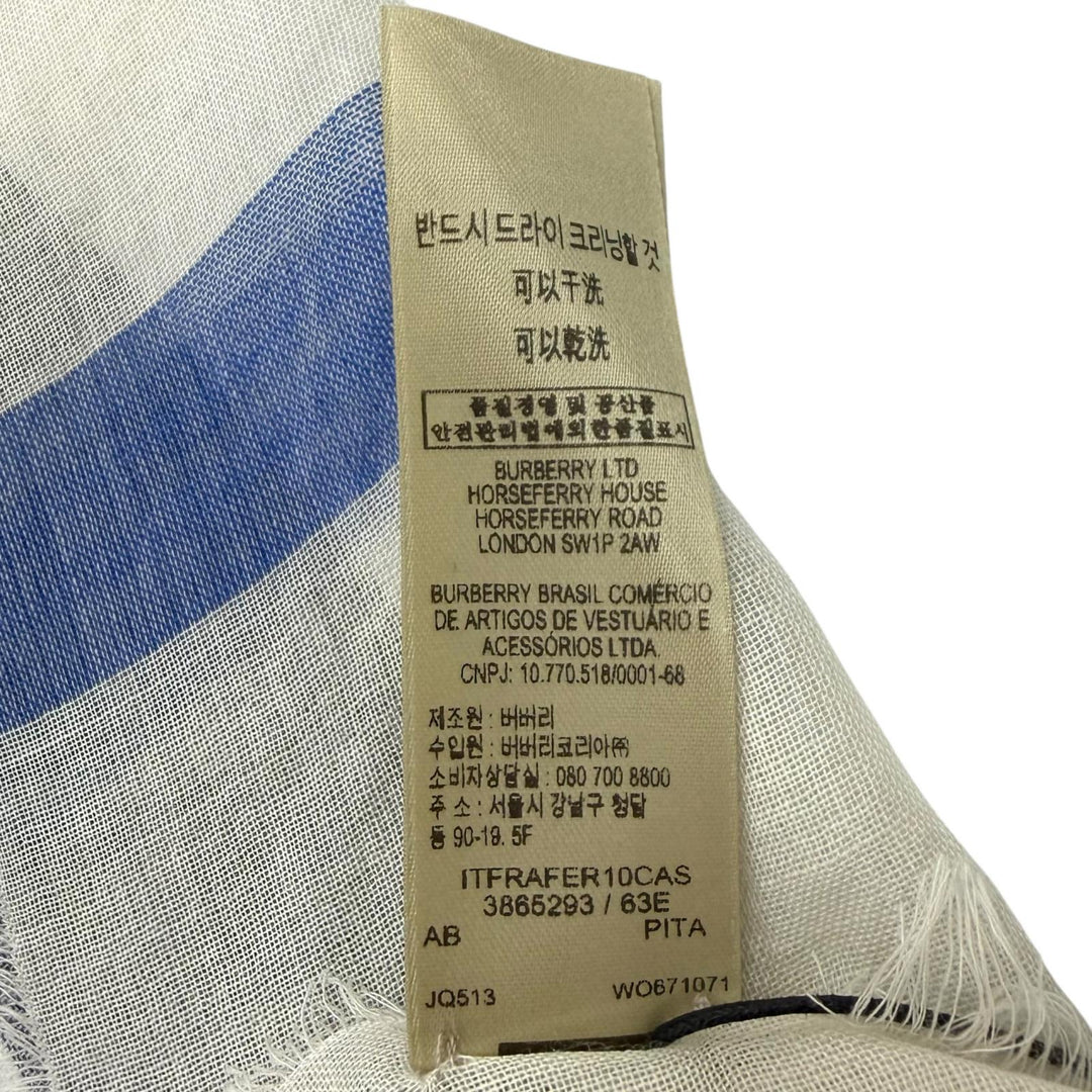 Pristine BURBERRY Stall Nova Check Pattern Fringe Navy wool Women 3865293