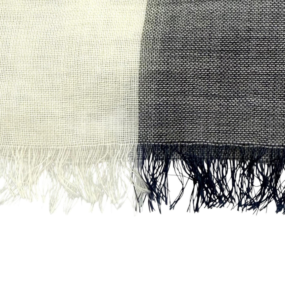 Pristine BURBERRY Stall Nova Check Pattern Fringe Navy wool Women 3865293
