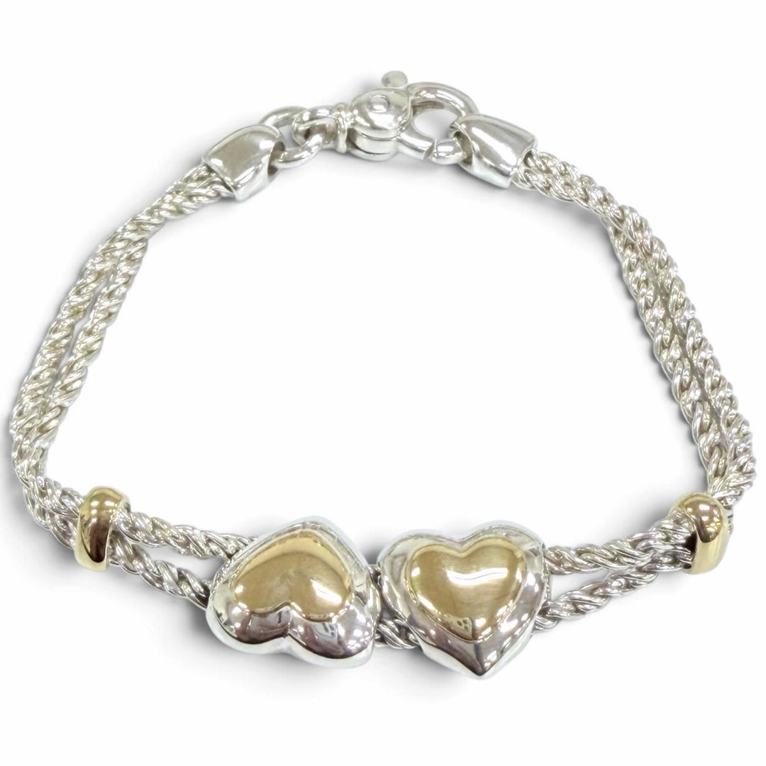 Excellent TIFFANY&Co. Double Heart Bracelet combination Silver 925 Women