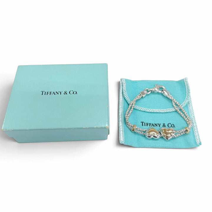 Excellent TIFFANY&Co. Double Heart Bracelet combination Silver 925 Women