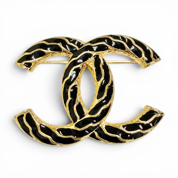 Excellent CHANEL Brooch COCO Mark gold Women B24P