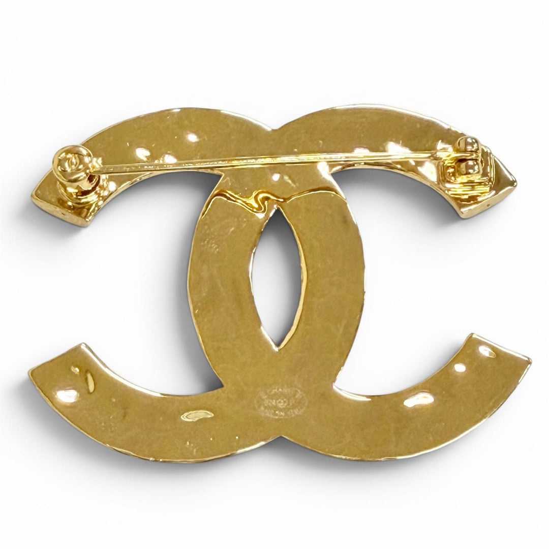 Excellent CHANEL Brooch COCO Mark gold Women B24P