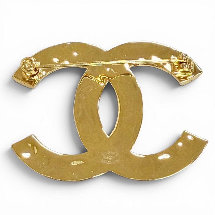 Excellent CHANEL Brooch COCO Mark gold Women B24P