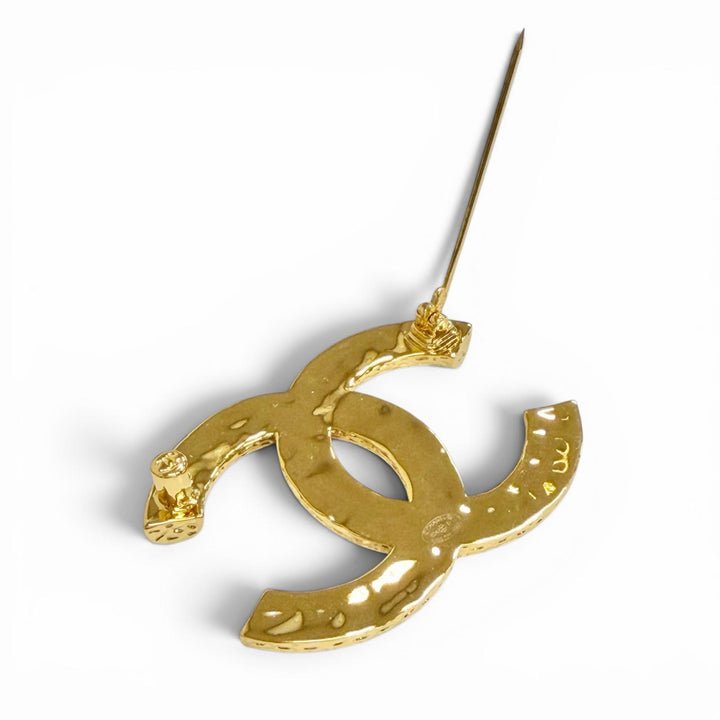 Excellent CHANEL Brooch COCO Mark gold Women B24P