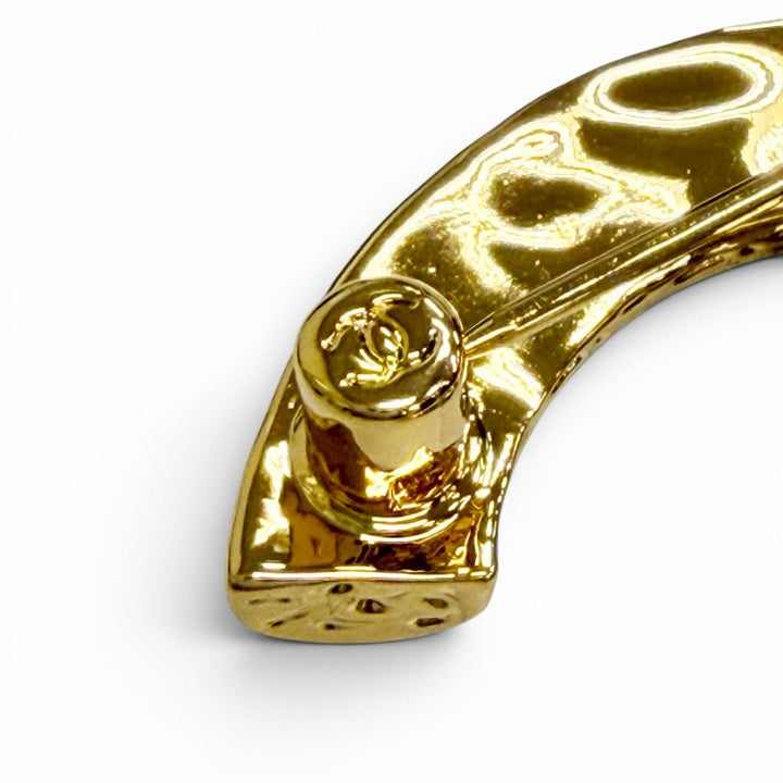 Excellent CHANEL Brooch COCO Mark gold Women B24P