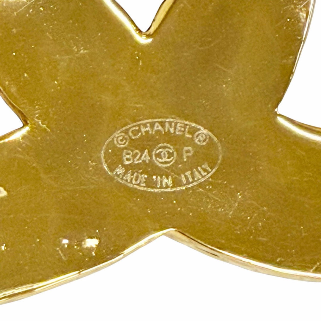 Excellent CHANEL Brooch COCO Mark gold Women B24P