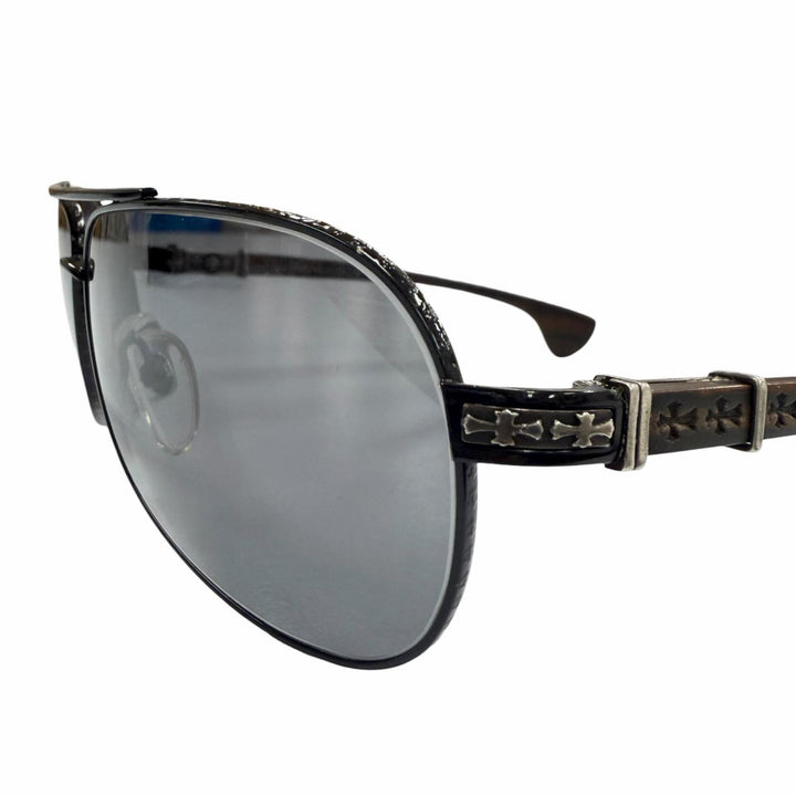 Very Good CHROME HEARTS sunglasses THE BEASTⅠ CH cross temple black Wood mens