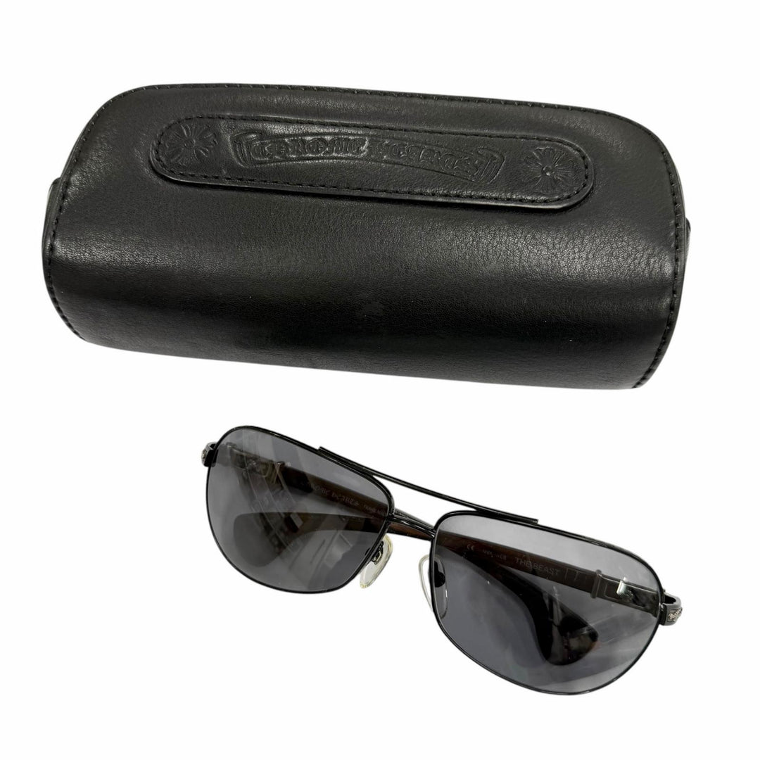 Very Good CHROME HEARTS sunglasses THE BEASTⅠ CH cross temple black Wood mens