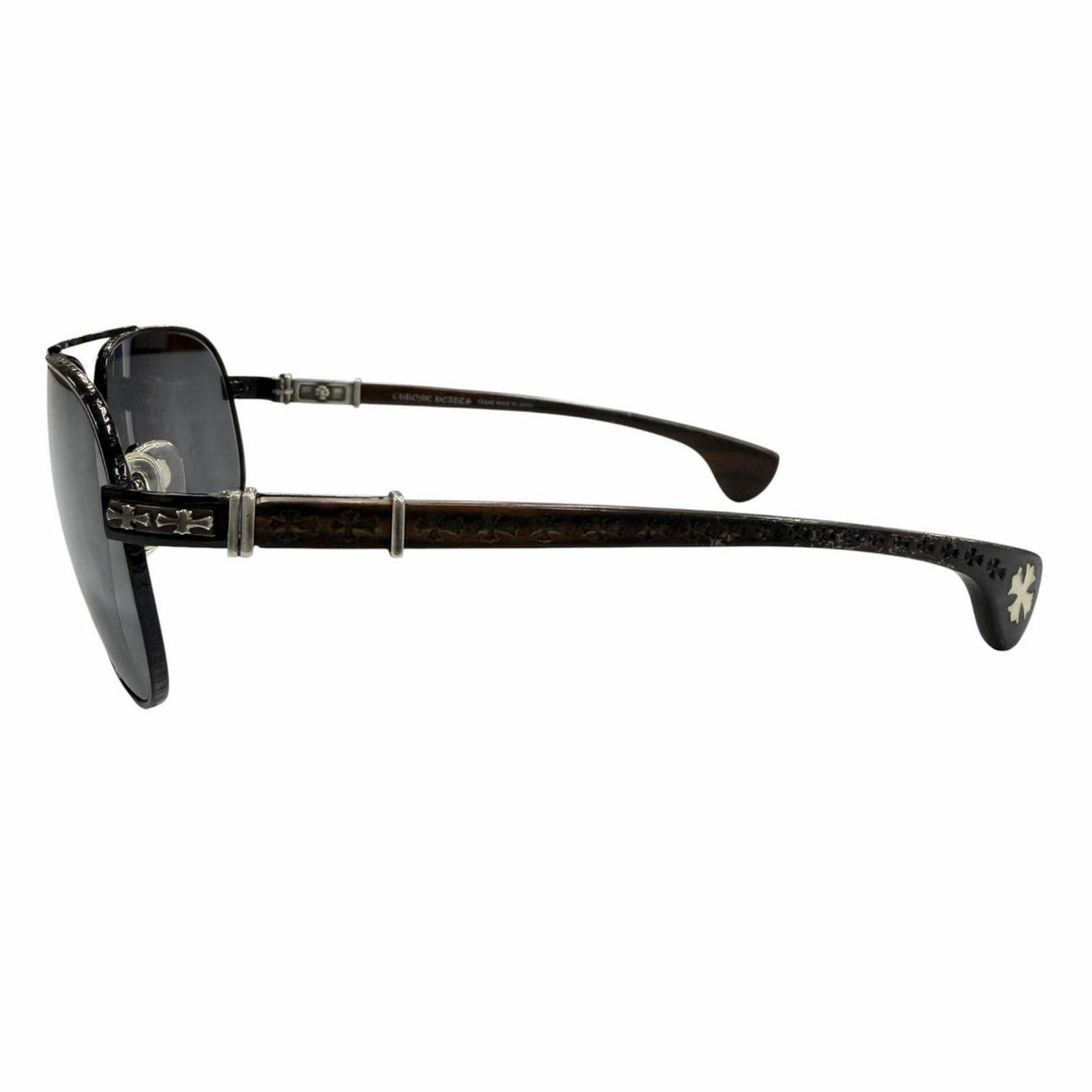 Very Good CHROME HEARTS sunglasses THE BEASTⅠ CH cross temple black Wood mens