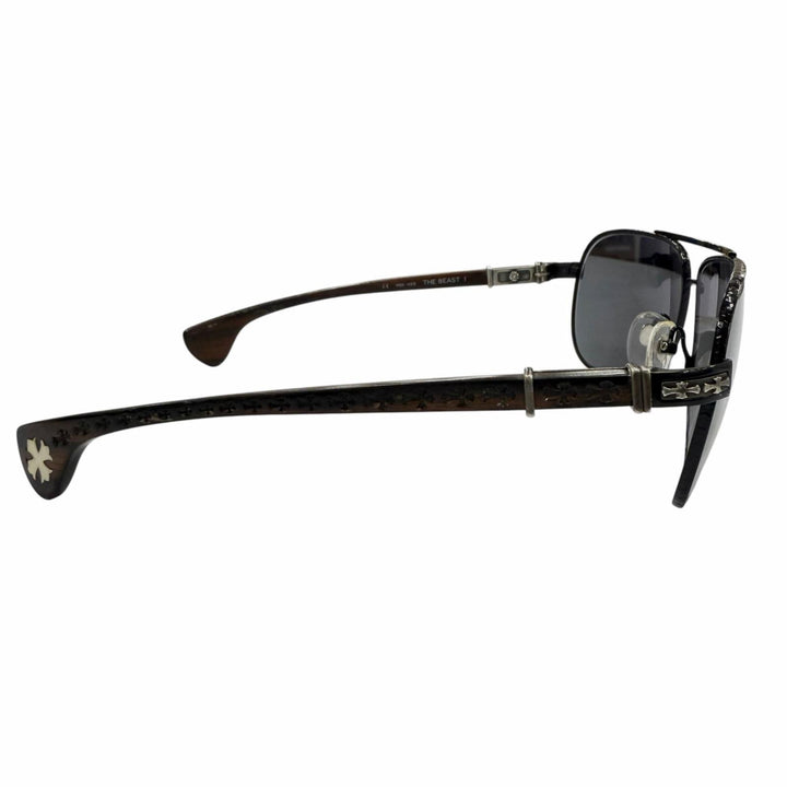 Very Good CHROME HEARTS sunglasses THE BEASTⅠ CH cross temple black Wood mens