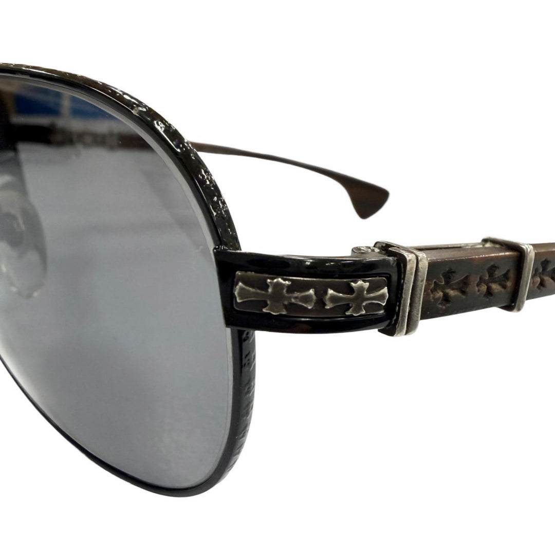 Very Good CHROME HEARTS sunglasses THE BEASTⅠ CH cross temple black Wood mens