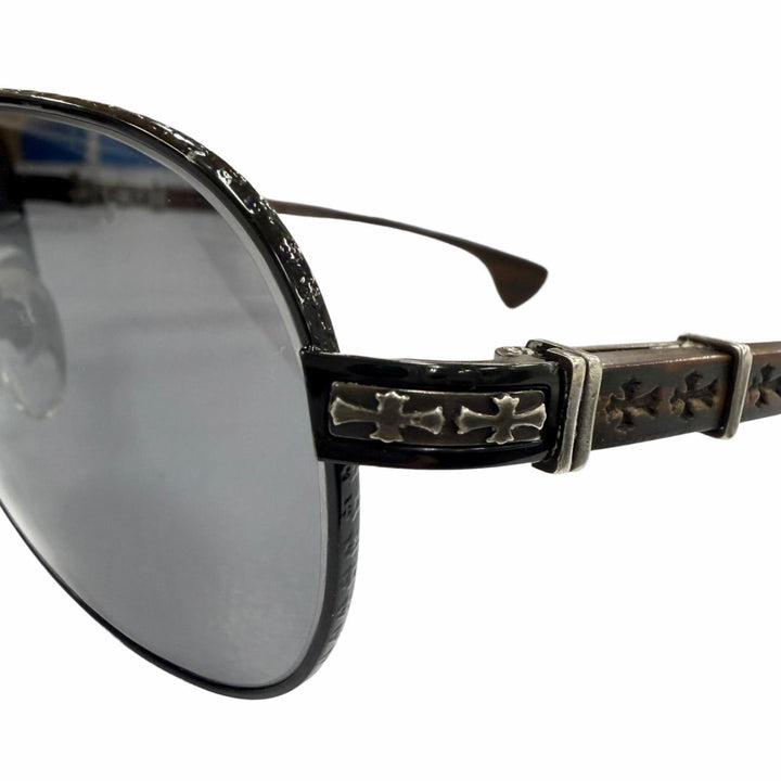 Very Good CHROME HEARTS sunglasses THE BEASTⅠ CH cross temple black Wood mens