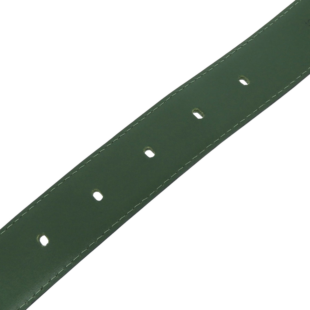 Excellent LOUIS VUITTON belt Saintur green Epi Leather mens R15004