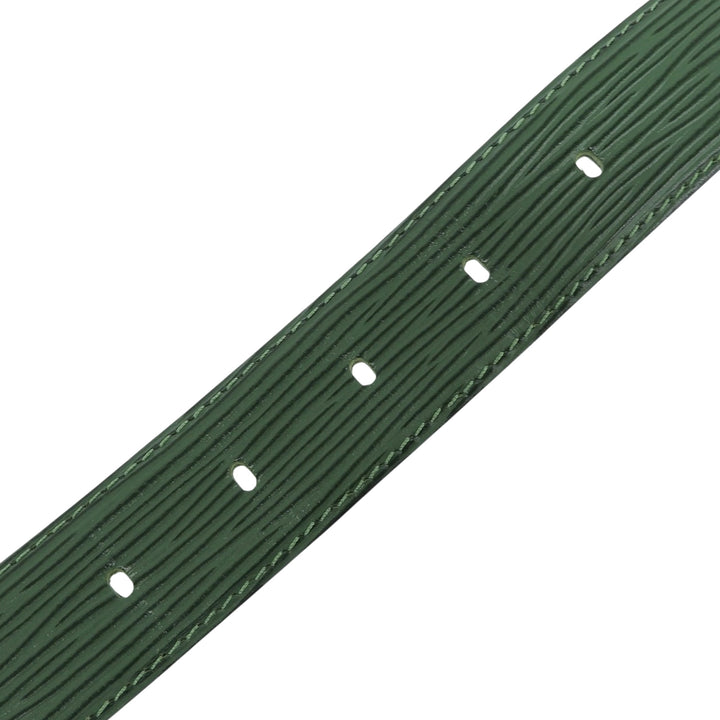Excellent LOUIS VUITTON belt Saintur green Epi Leather mens R15004