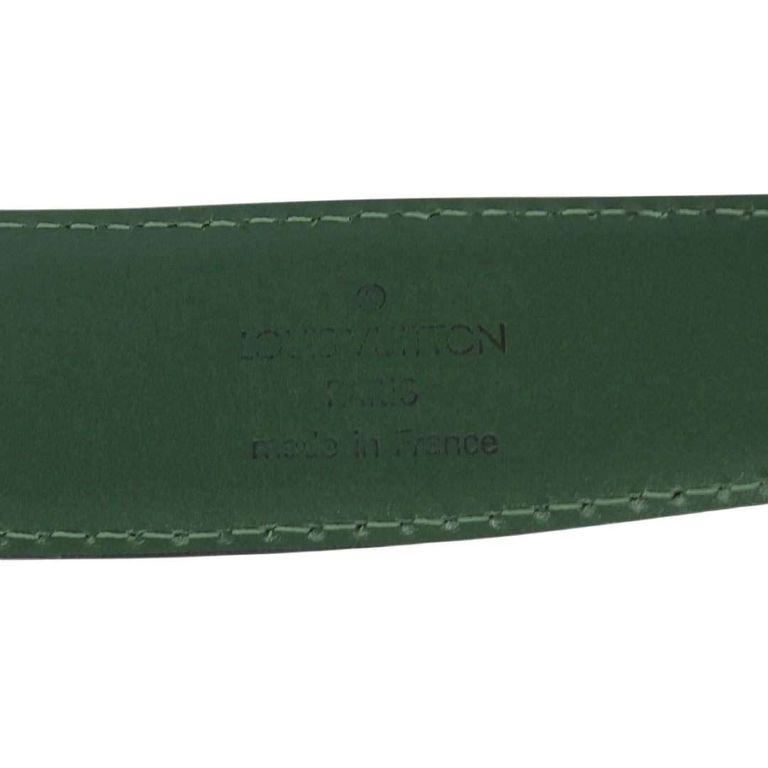 Excellent LOUIS VUITTON belt Saintur green Epi Leather mens R15004