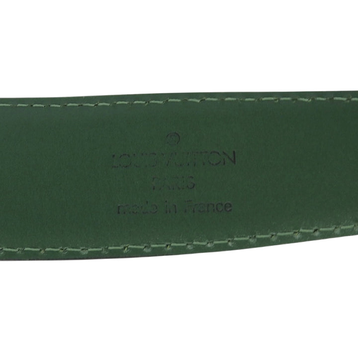 Excellent LOUIS VUITTON belt Saintur green Epi Leather mens R15004