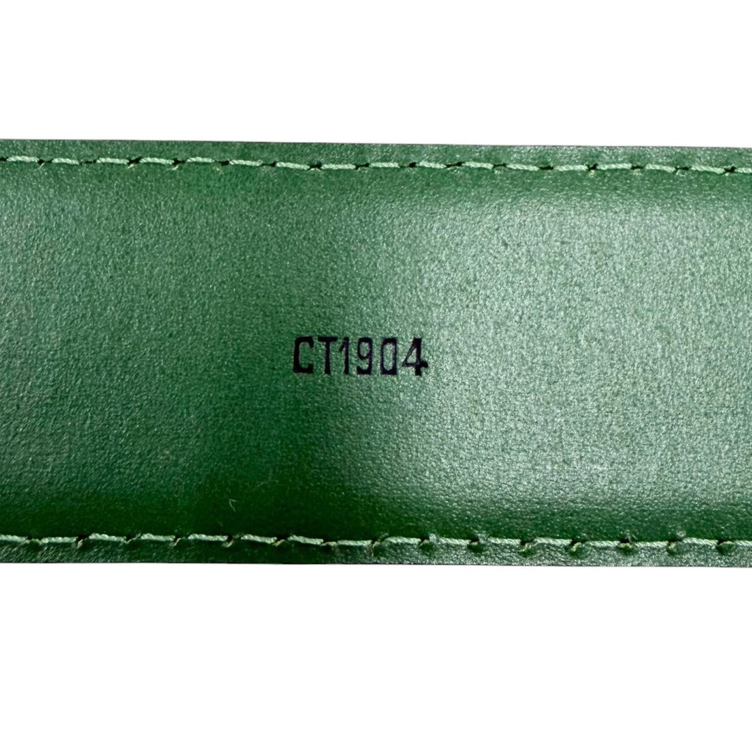 Excellent LOUIS VUITTON belt Saintur green Epi Leather mens R15004