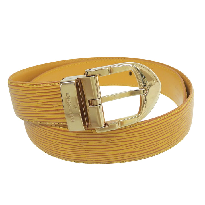 Great LOUIS VUITTON belt Saintur yellow Epi Leather mens R10051