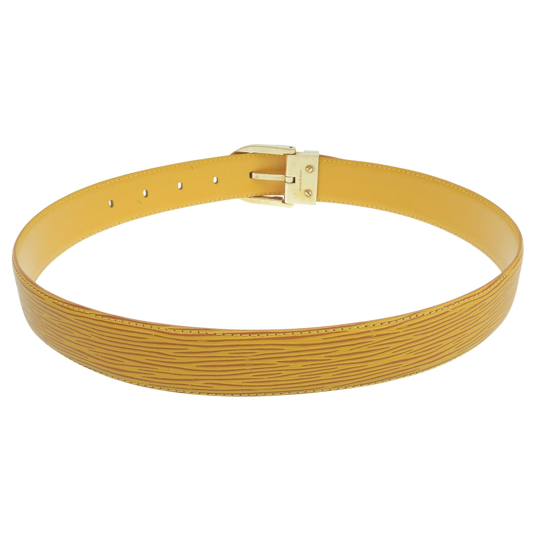 Great LOUIS VUITTON belt Saintur yellow Epi Leather mens R10051