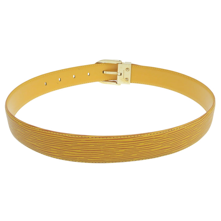 Great LOUIS VUITTON belt Saintur yellow Epi Leather mens R10051