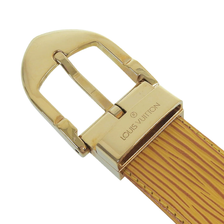 Great LOUIS VUITTON belt Saintur yellow Epi Leather mens R10051