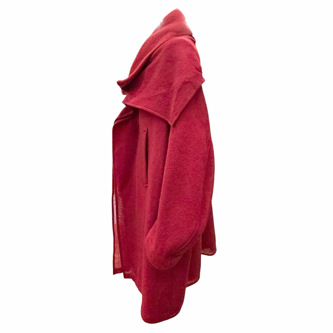 Excellent Y's coat Double stand collar needle punch Red wool Women 2 YV-C18-115