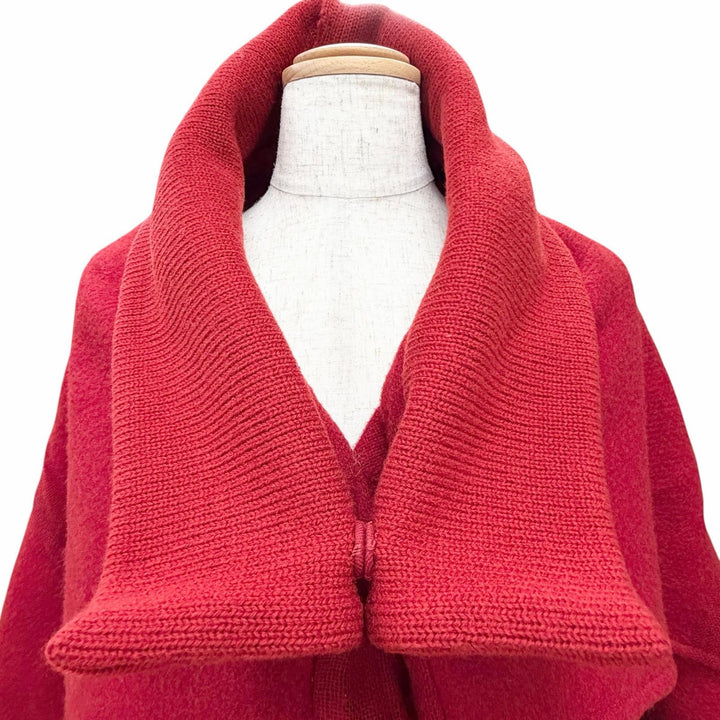 Excellent Y's coat Double stand collar needle punch Red wool Women 2 YV-C18-115