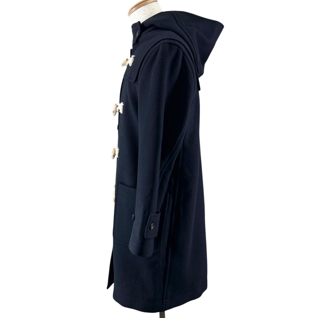 Excellent Brooks Brothers Duffel coat Toggle button, with hood Navy wool mens XS
