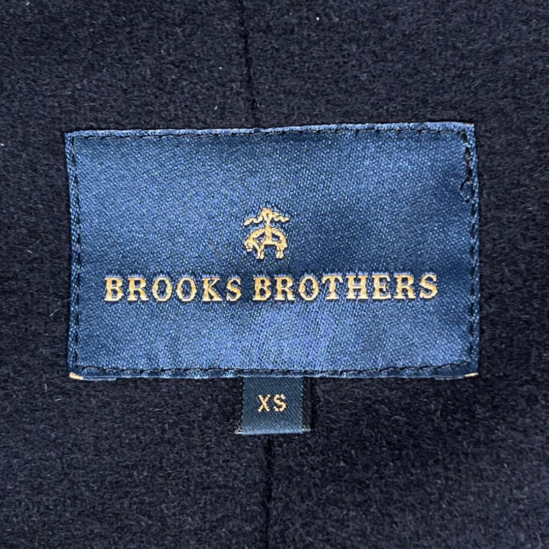 Excellent Brooks Brothers Duffel coat Toggle button, with hood Navy wool mens XS